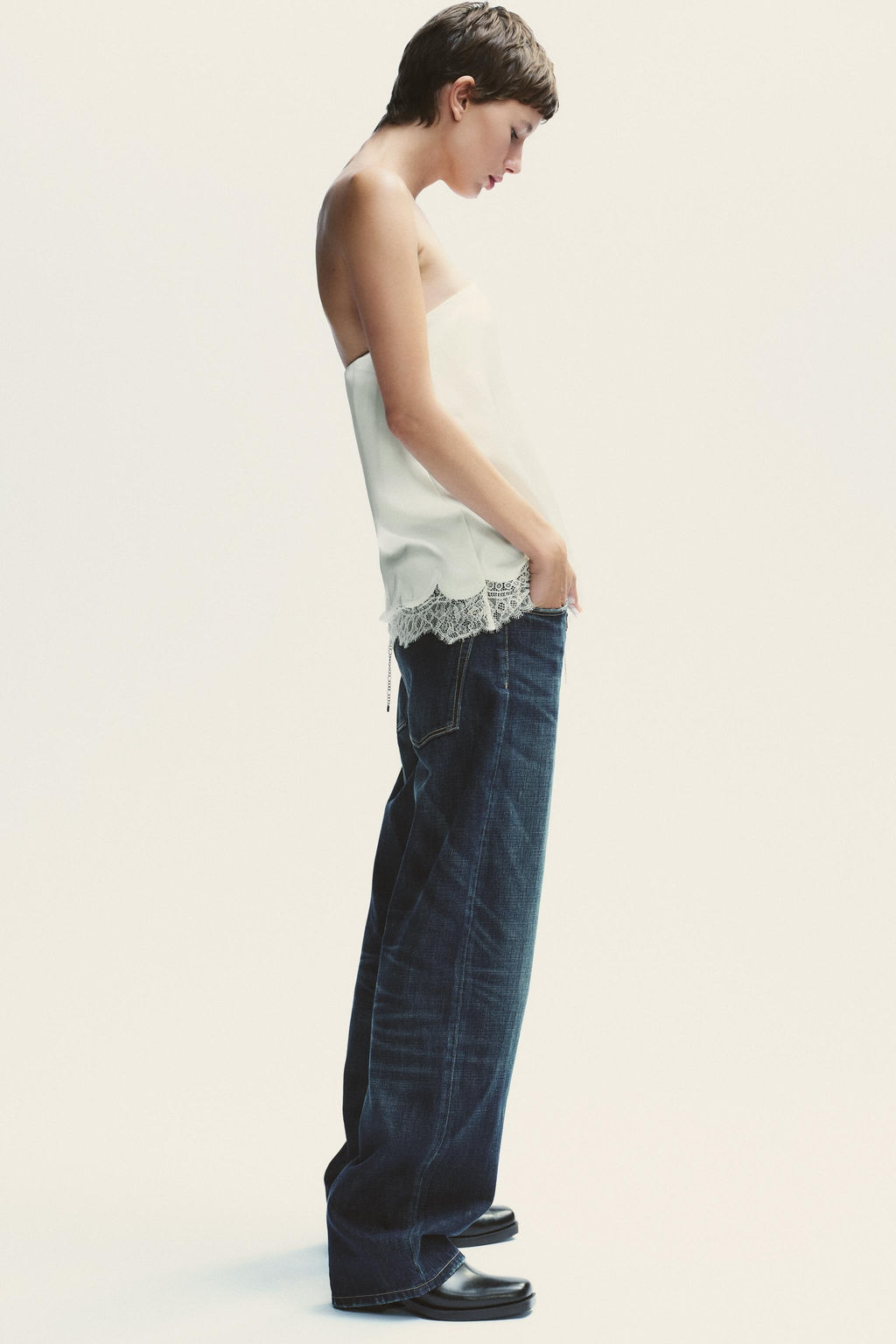 SATIN BANDEAU TOP WITH LACE - Zara фото 13