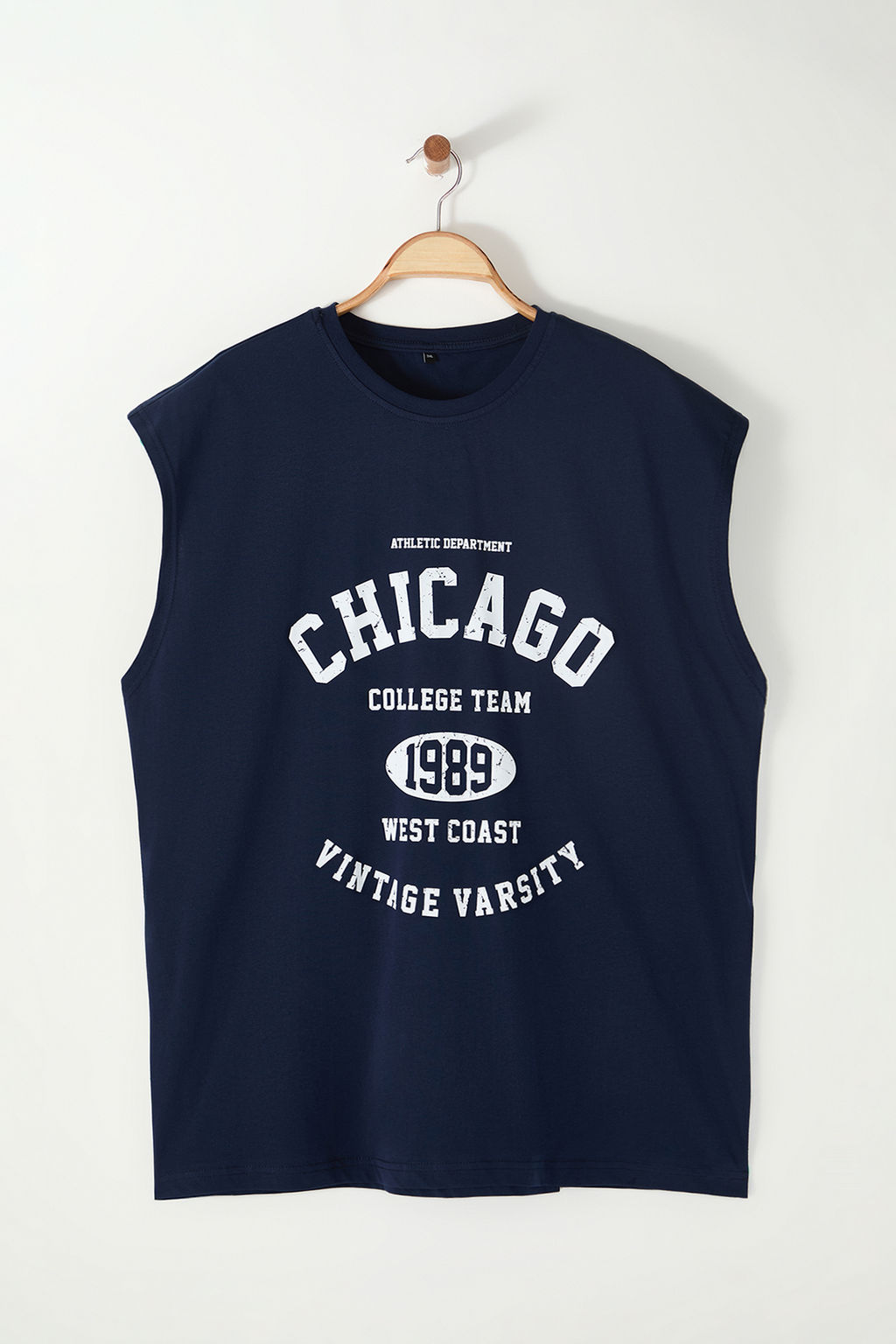 Lacivert Oversize/Genis Kesim Kolsuz Chicago Bask? Buyuk Beden Atlet TMNSS25CV00001 - Trendyolmilla фото 8