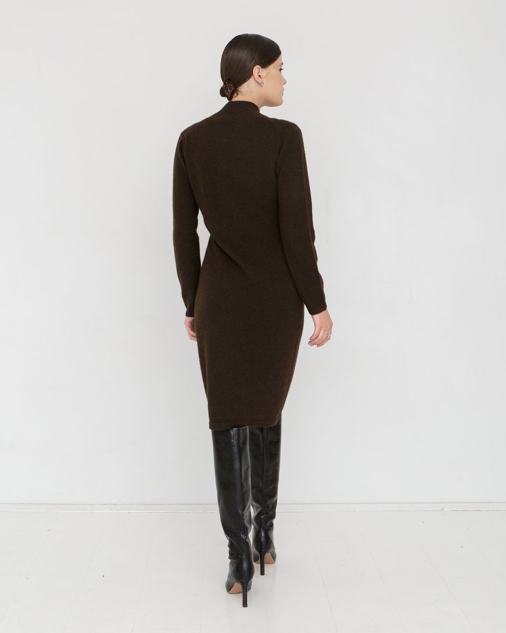 Платье из пуха яка 13123 темно-коричневое