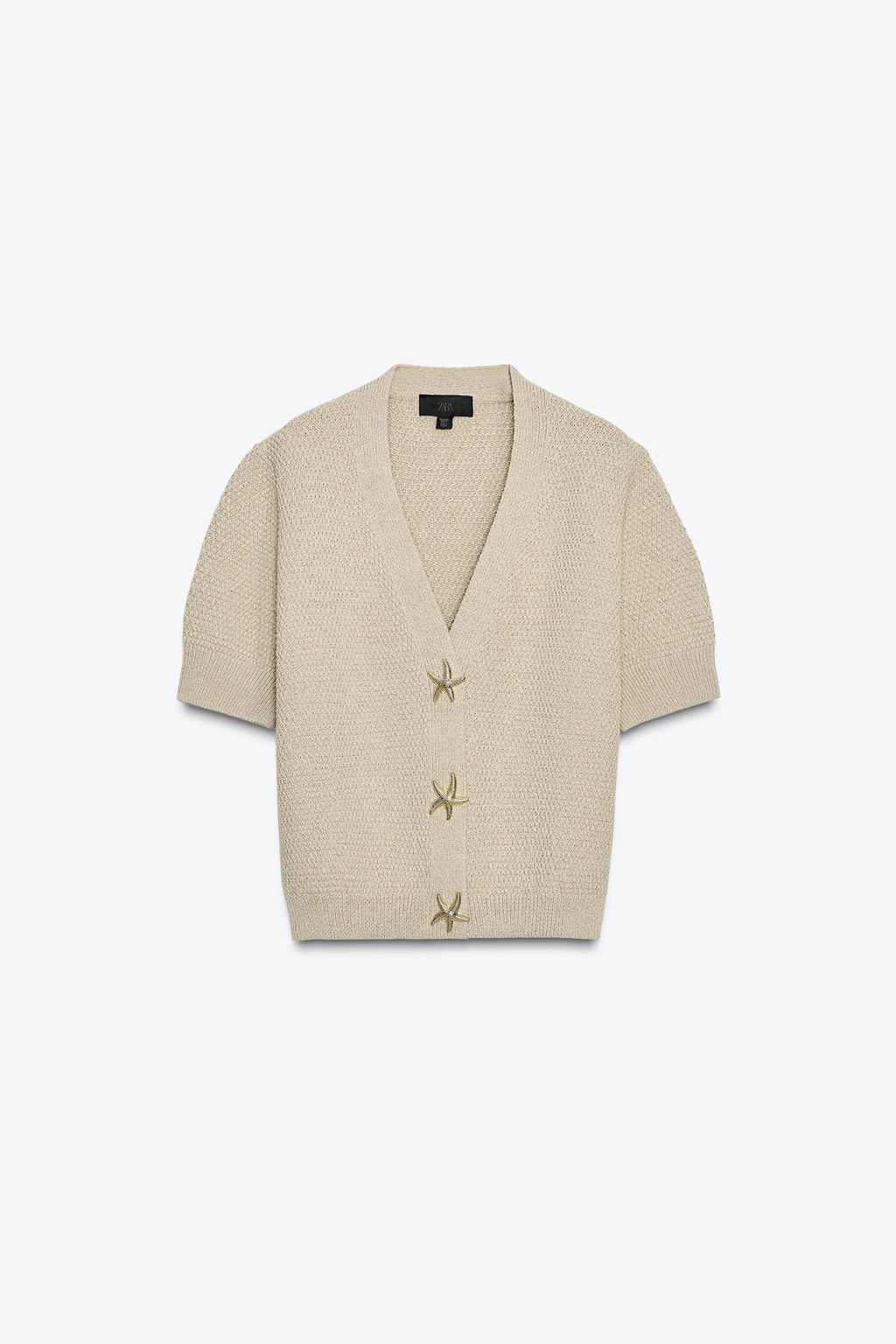 STAR BUTTON TEXTURED KNIT CARDIGAN - Zara фото 5