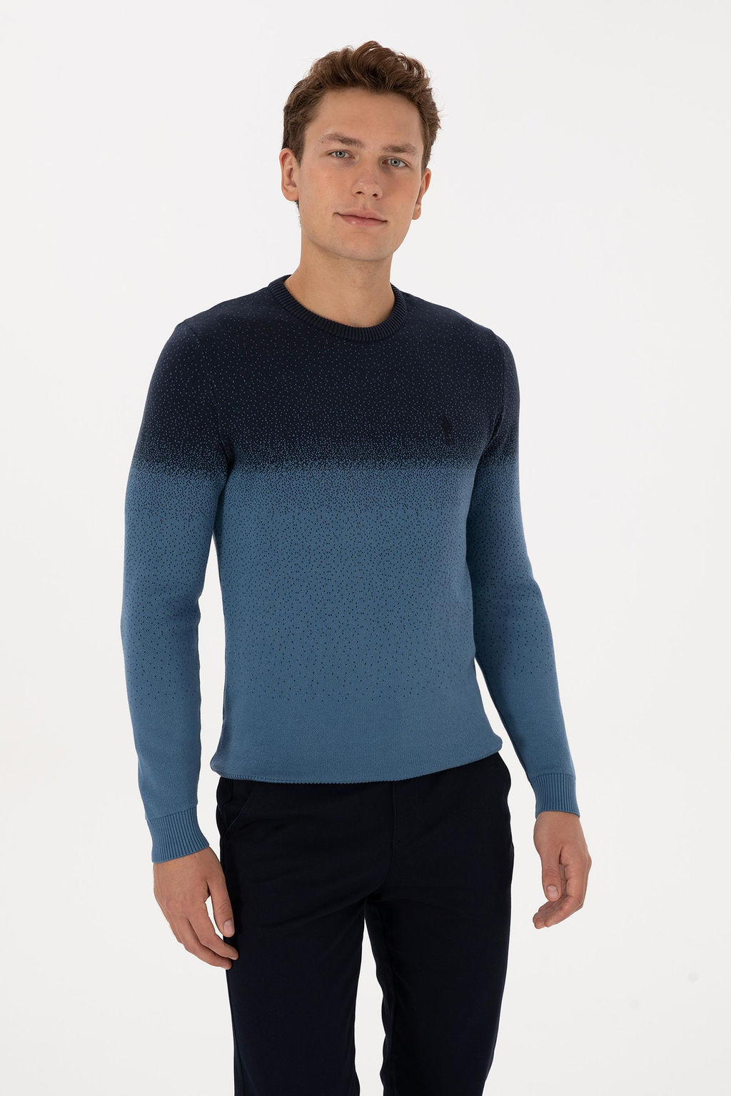 Erkek Regular Fit Bisiklet Yaka Lacivert Kazak