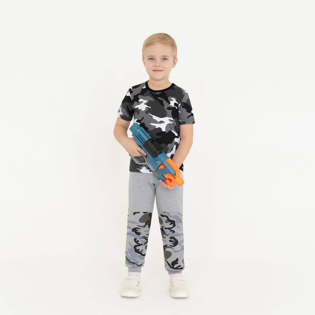 Брюки детские серые вставка серый камуфляж