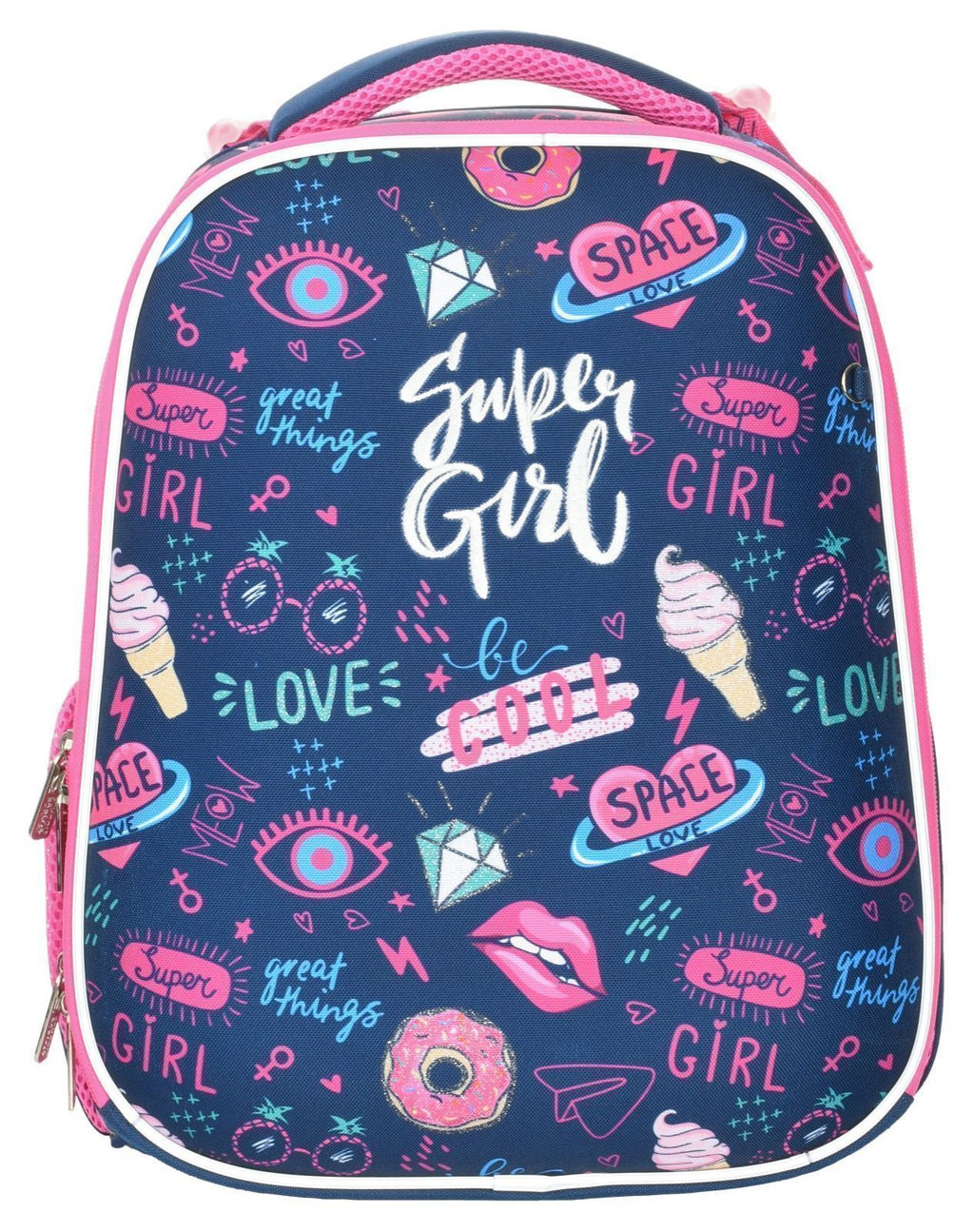 Рюкзак Schoolformat Super girl, модель ERGONOMIC 2, жесткий каркас, двухсекционный, 38х29х...