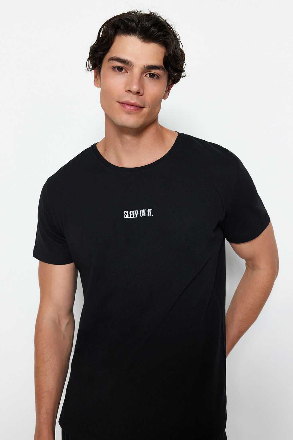 TRENDYOL MAN Siyah Regular Fit Orme Sortlu Pijama Tak?m? TMNSS23PT00038 - Trendyolmilla фото 2