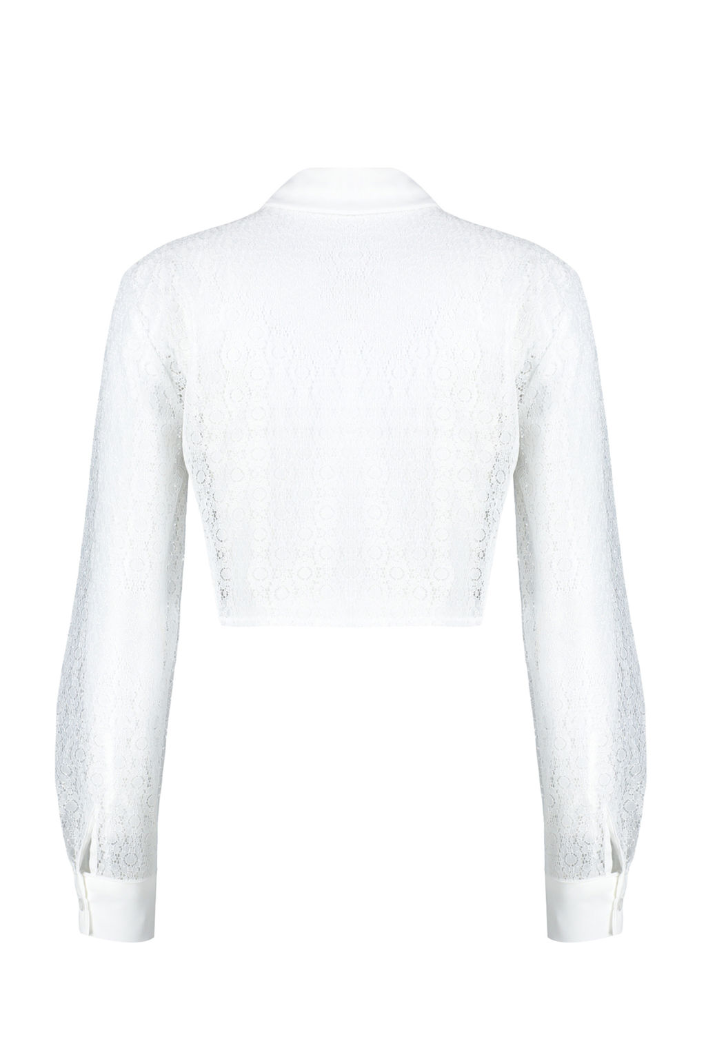 Ekru Dantelli Crop Regular Normal Kal?p Dokuma Gomlek TWOSS24GO00054