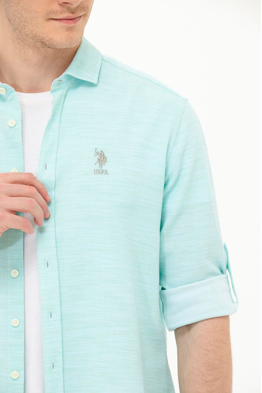 Мужская мятная рубашка с длинным рукавом - U.s. polo assn фото 21