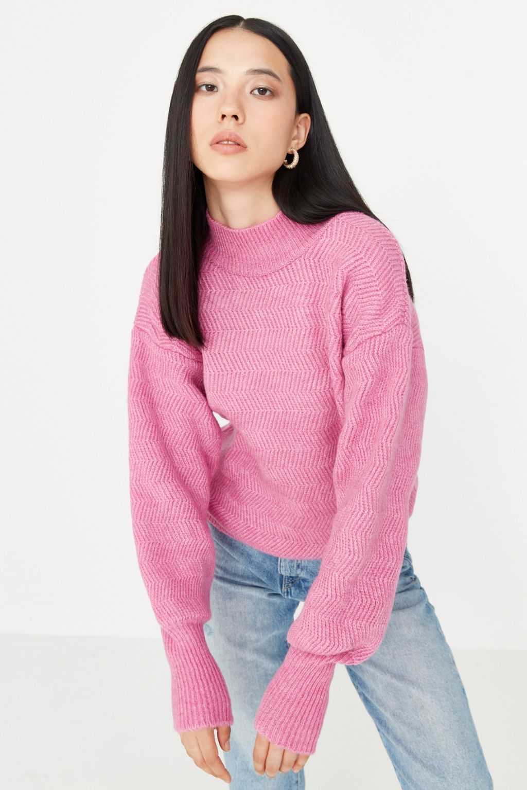 Bordo Yumusak Dokulu Kol Detayl? Triko Kazak TWOAW21KZ0204 - Trendyolmilla фото 9