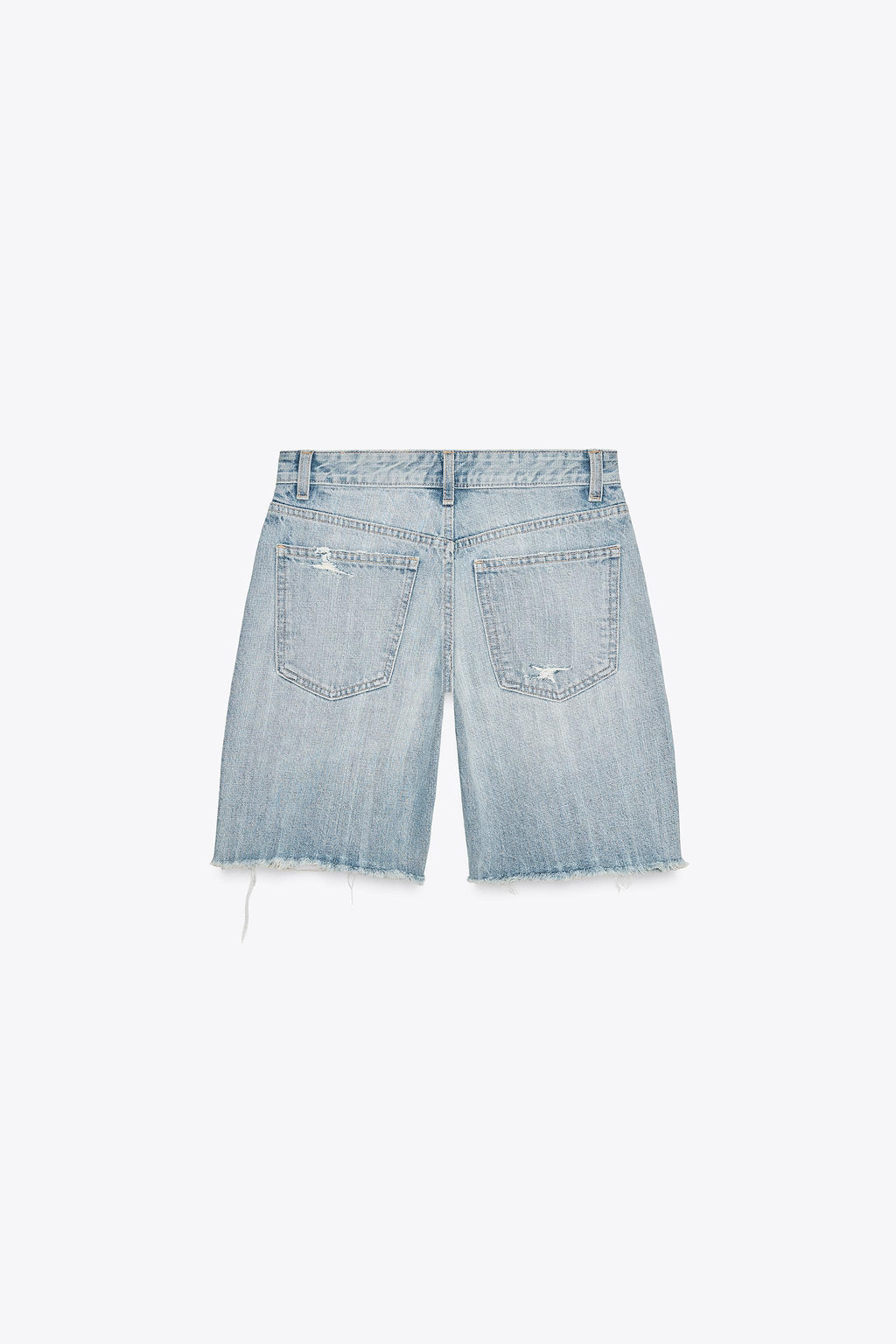 RIPPED MID-WAIST TRF DENIM BERMUDA SHORTS - Zara фото 12