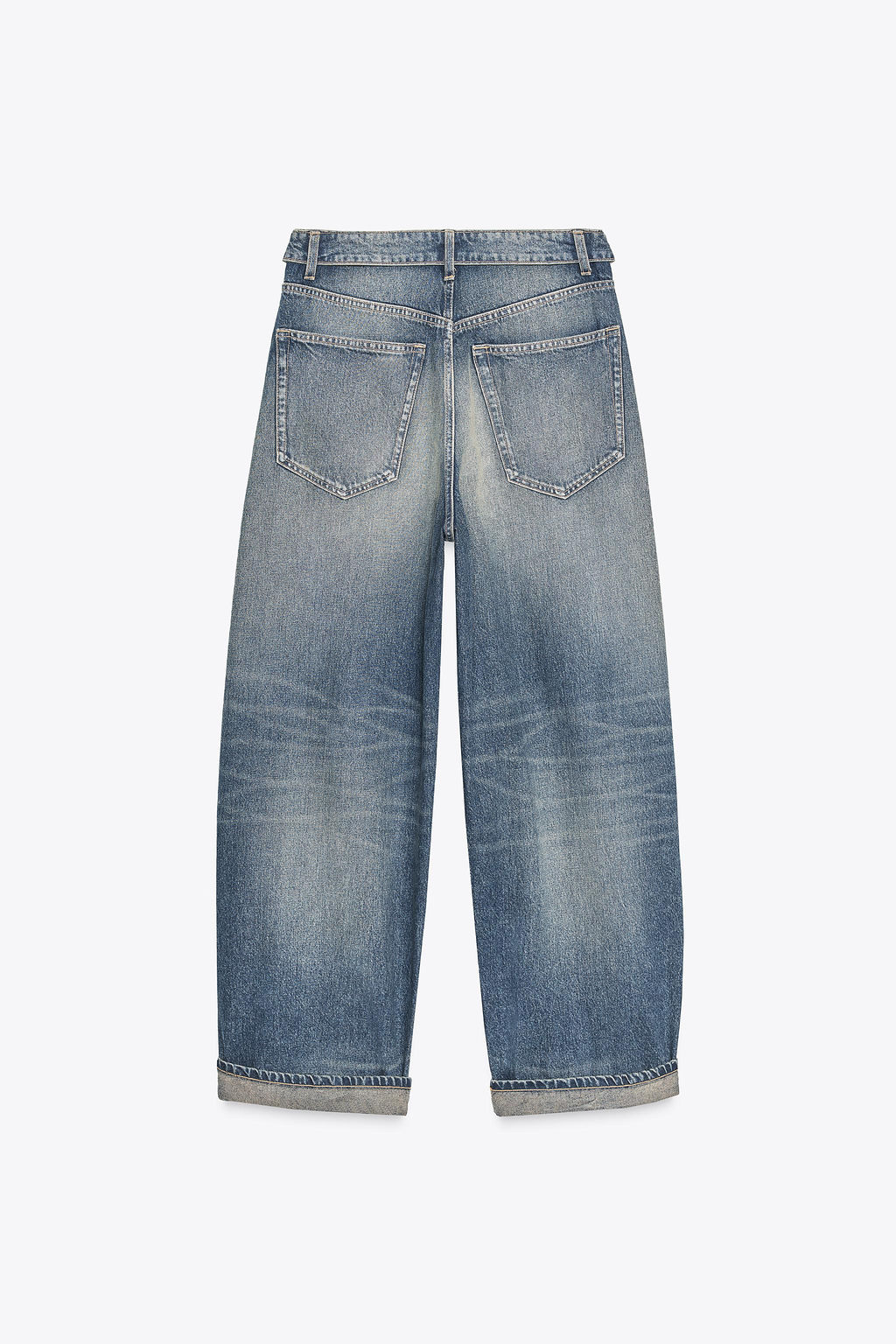 TRF MID-WAIST FOLDED WAISTBAND JEANS - Zara фото 4