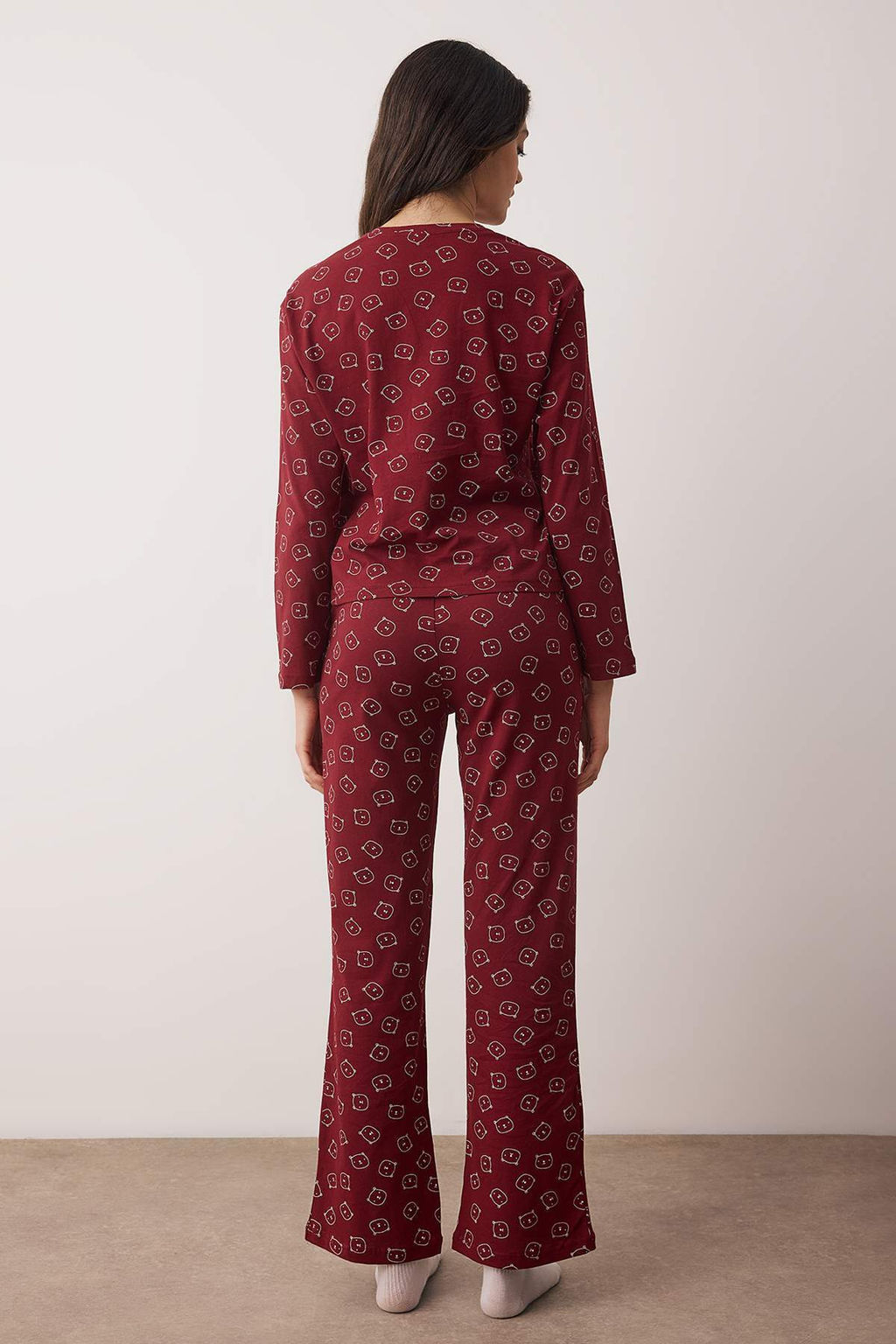 Trendyolmilla Mavi %100 Pamuklu Ay?c?kl? Orme Pijama Tak?m? THMAW25PT00131  фото 14