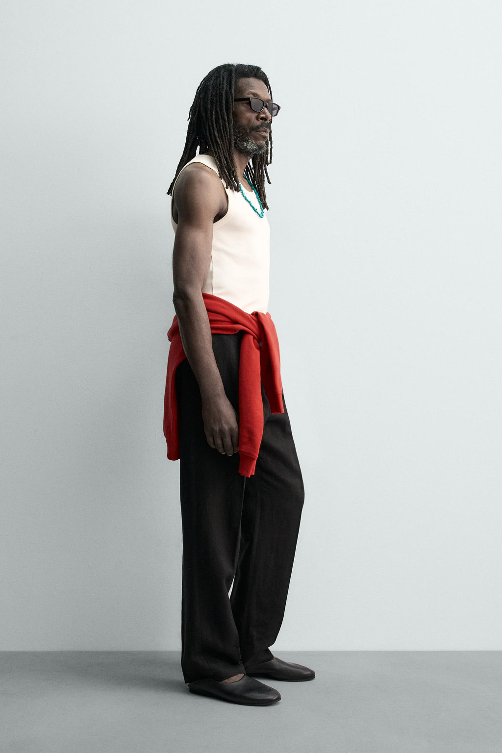 CAMISETA TANK JACQUARD RAYAS X AARON LEVINE / Crudo