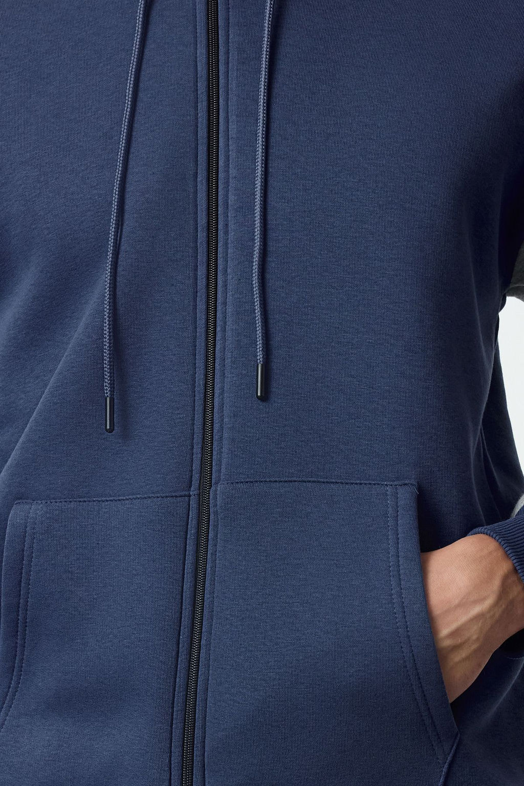 TRENDYOL MAN Indigo Oversize/Genis Kesim Polarl?/S?cak Tutan Fermuarl? Kapusonlu H?rka/Sweatshirt TMNAW25SW00076 - Trendyolmilla фото 9