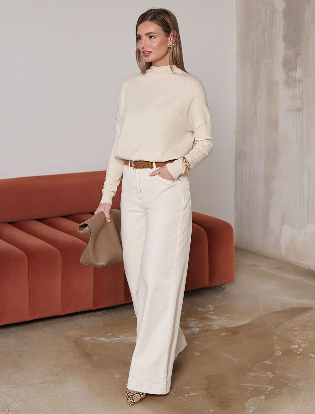 Свободный свитер тонкой вязки из хлопка