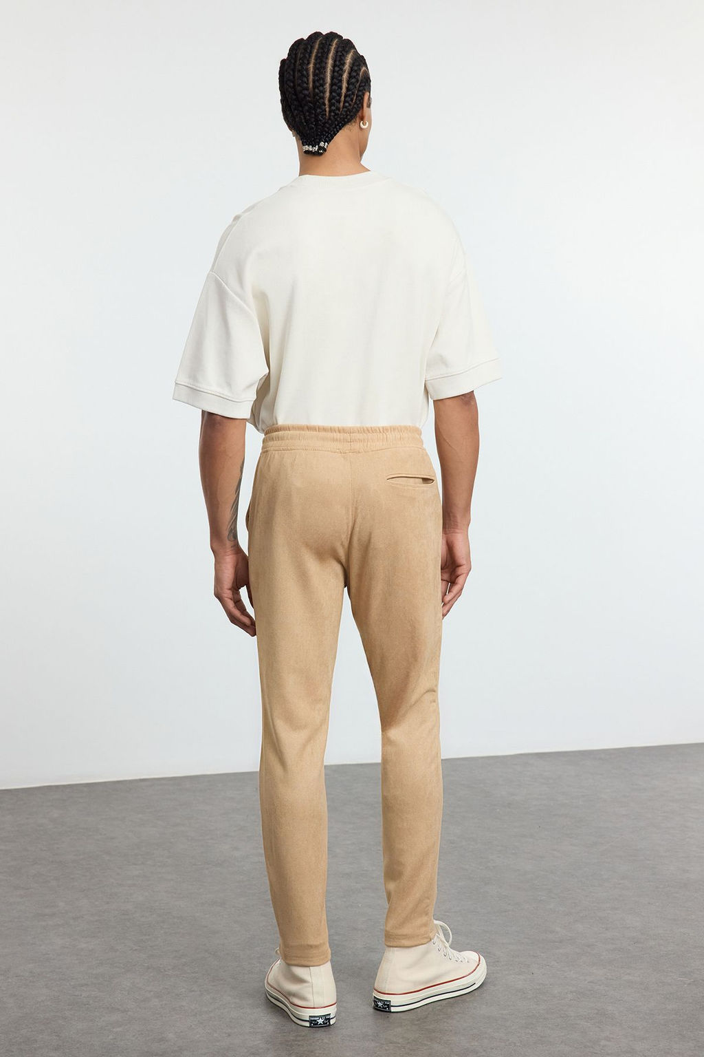 TRENDYOL MAN Siyah Slim Fit Beli Baglamal? Lastikli Suet Pantolon TMNAW25PL00030 - Trendyolmilla фото 5