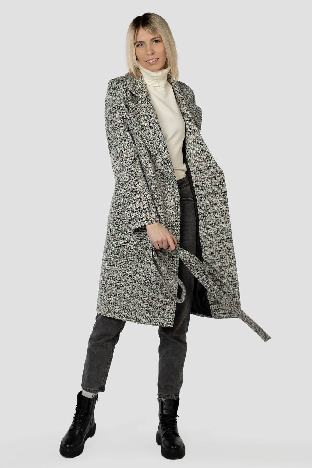 01-07208 Пальто женское демисезонное(пояс) - El podio фото 3