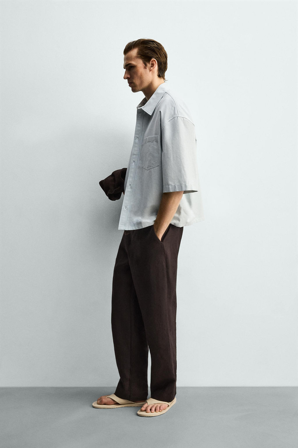 CAMISA BOXY FIT BOLSILLO / Verde agua - Zara фото 4