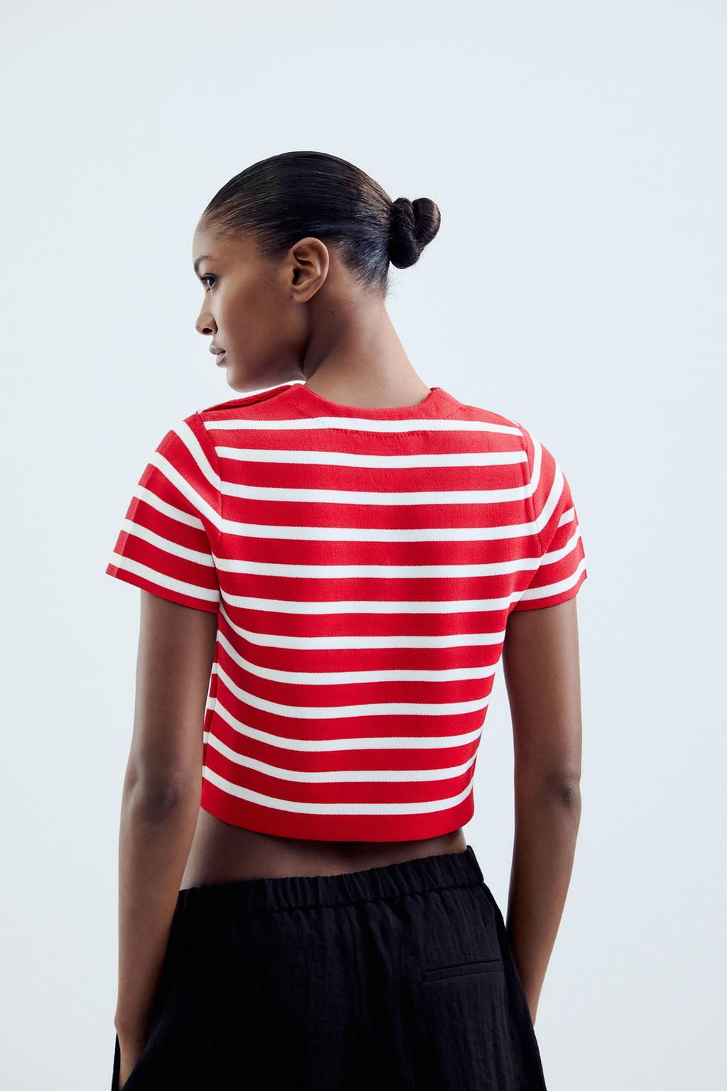 STRIPED KNIT SHORT SLEEVE TOP - Zara фото 3