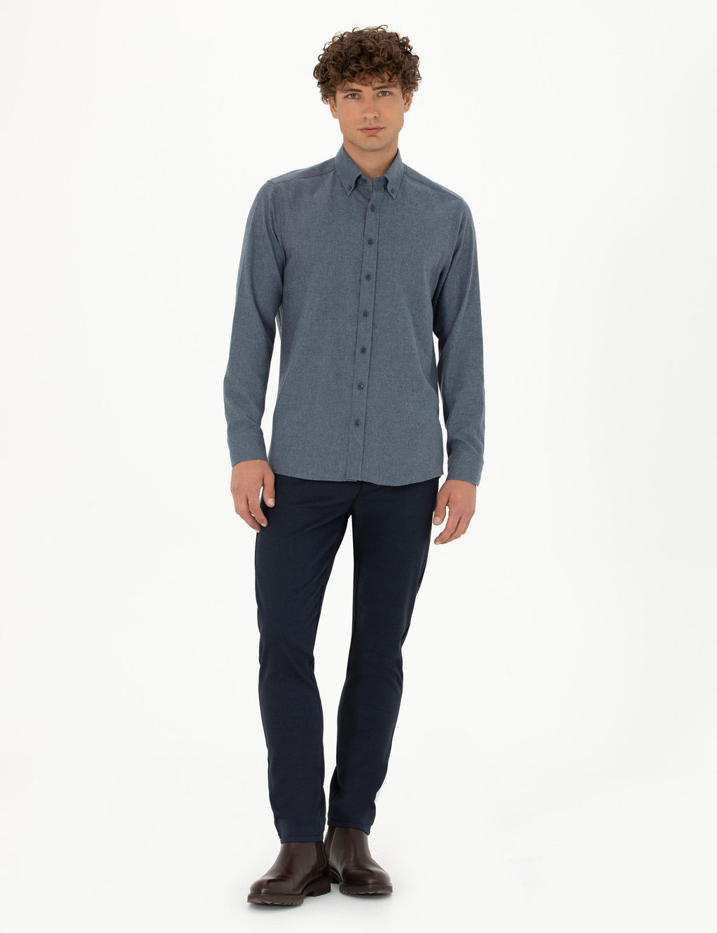 Рубашка Pierre Cardin Regular Fit темно-синяя с длинным рукавом