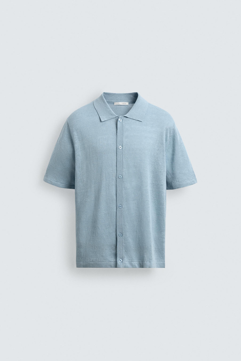 CAMISA PUNTO 100% LINO / Celeste - Zara фото 7