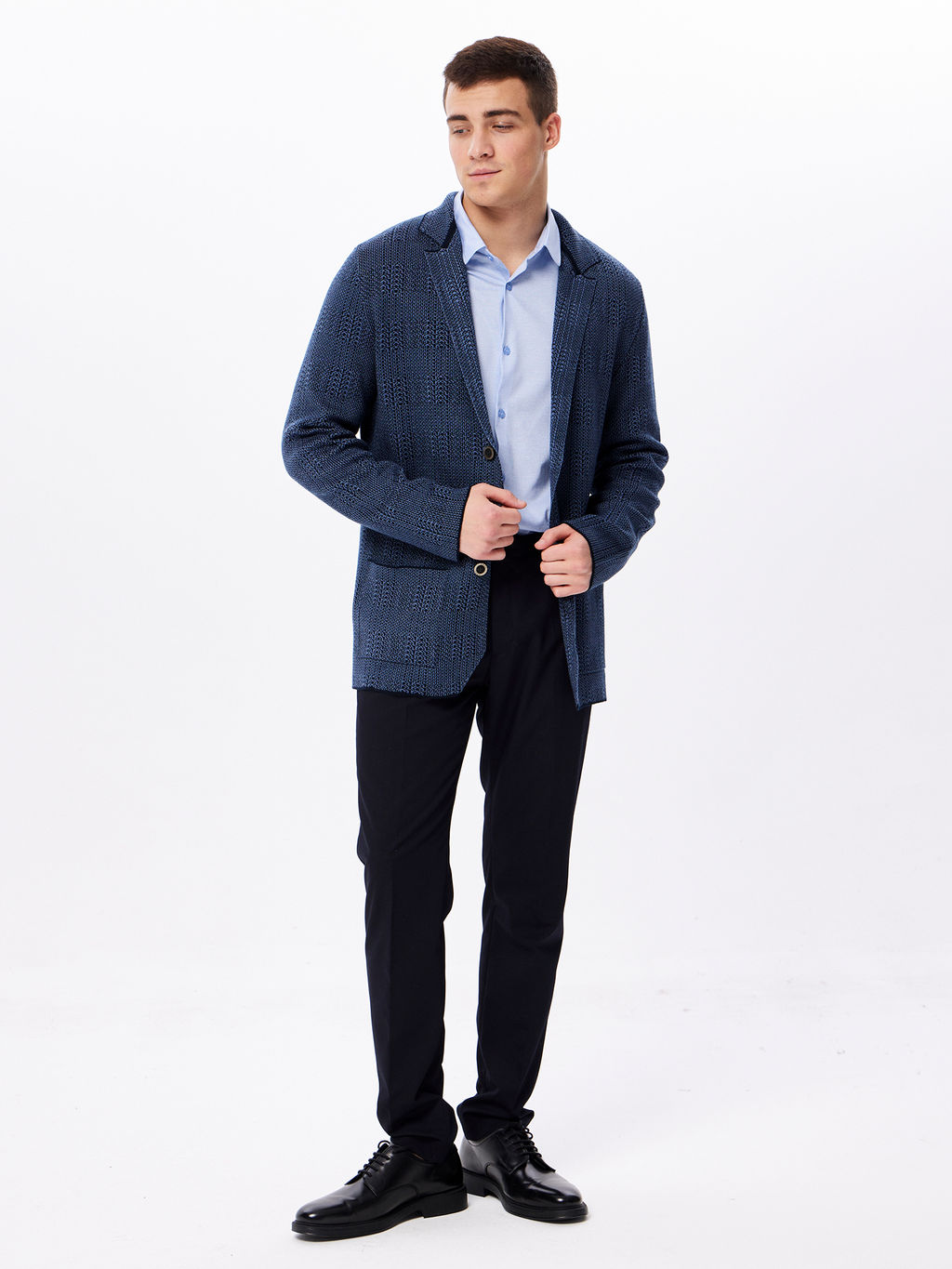 Кардиган мужской GREG G136-KF-клетка (т.синий)  фото 3