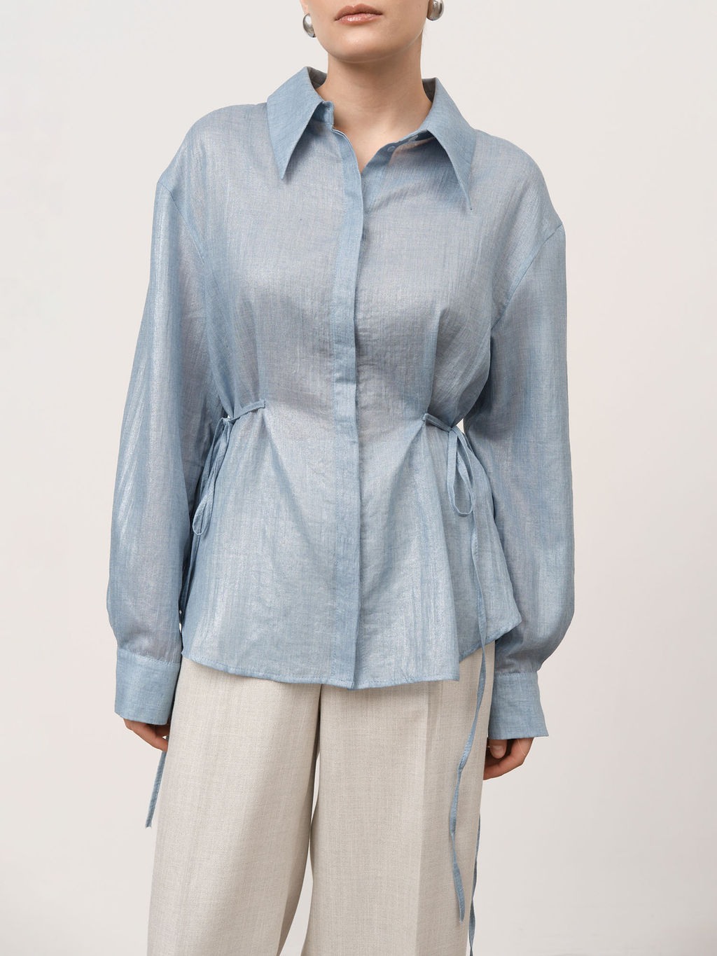 Блуза из хлопка 5011821 голубая