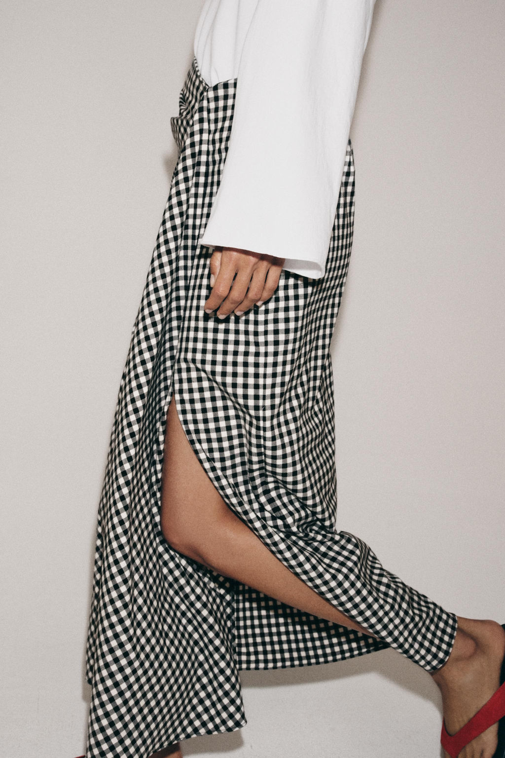 DRAPED GINGHAM SKIRT - Zara фото 14