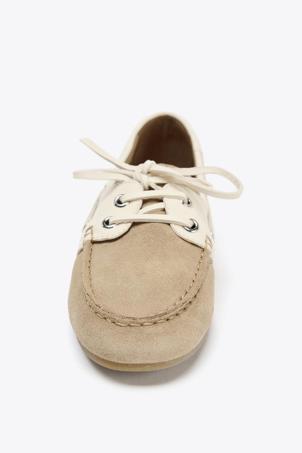 CONTRAST SUEDE LACE-UP LOAFERS - Zara фото 8