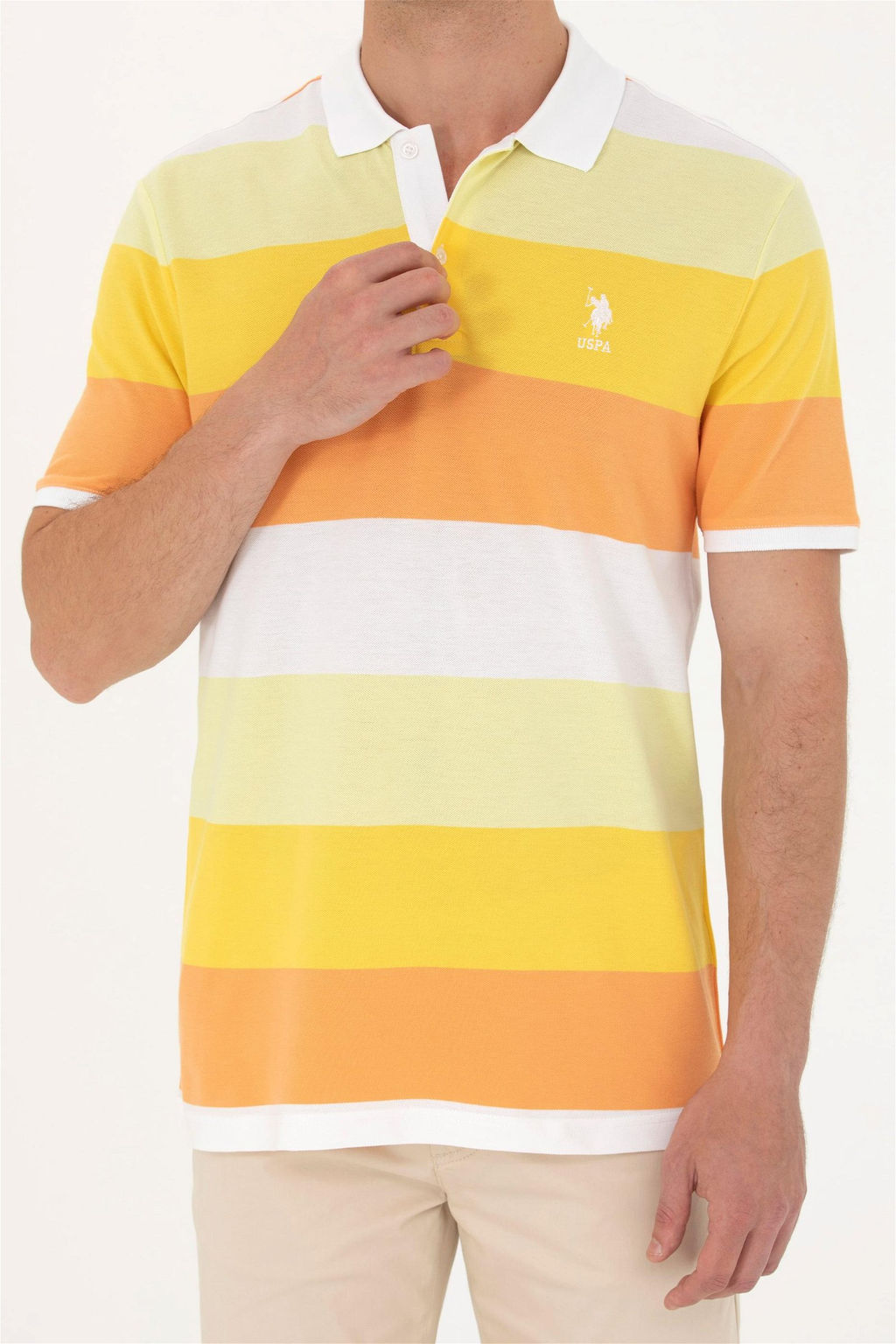 U. S. Polo Assn Мужская оранжевая футболка с воротником-поло - U.s. polo assn фото 13