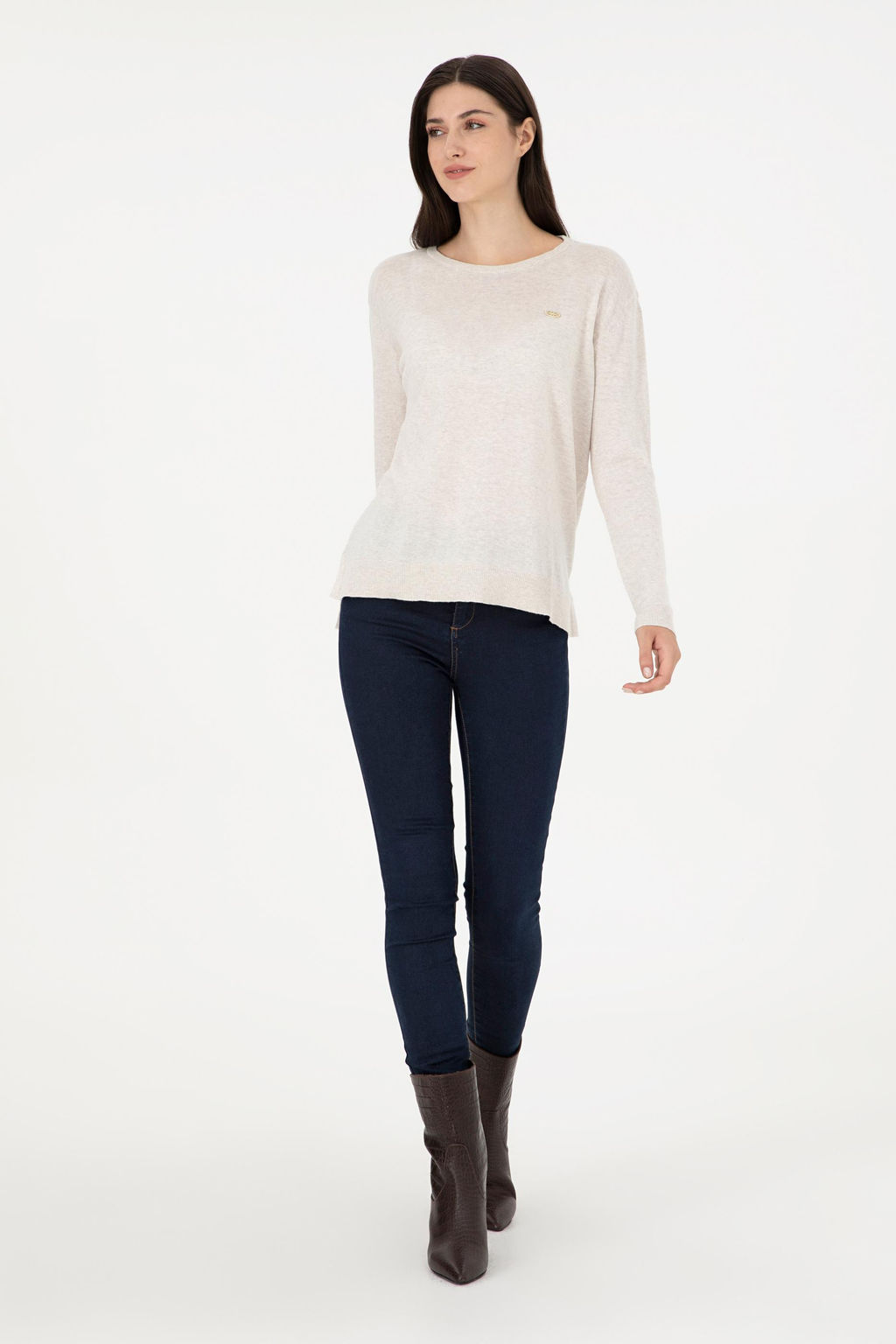 Женский базовый свитер из каменного меланжа Неожиданная скидка в корзине - U.s. polo assn фото 4