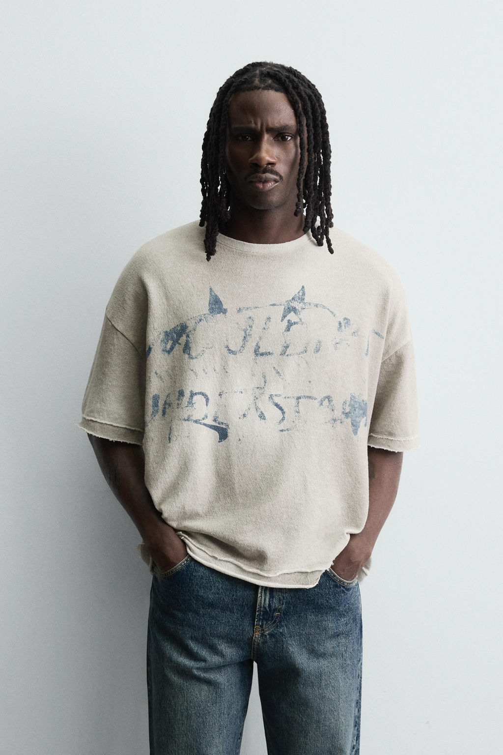 SPRAY PRINT KNIT T-SHIRT