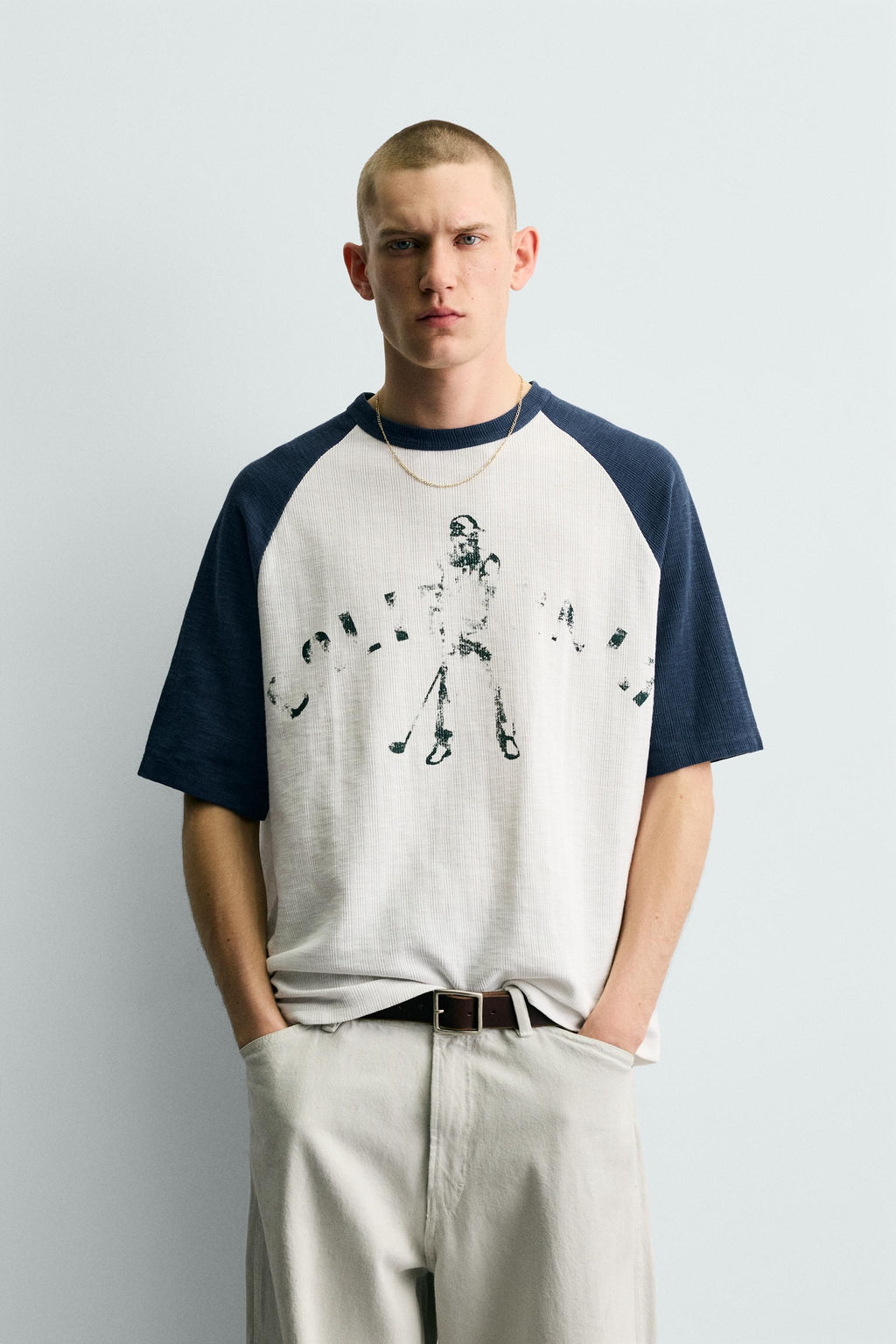 CAMISETA PUNTO COLOR BLOCK ESTAMPADO / Crudo - Zara фото 2