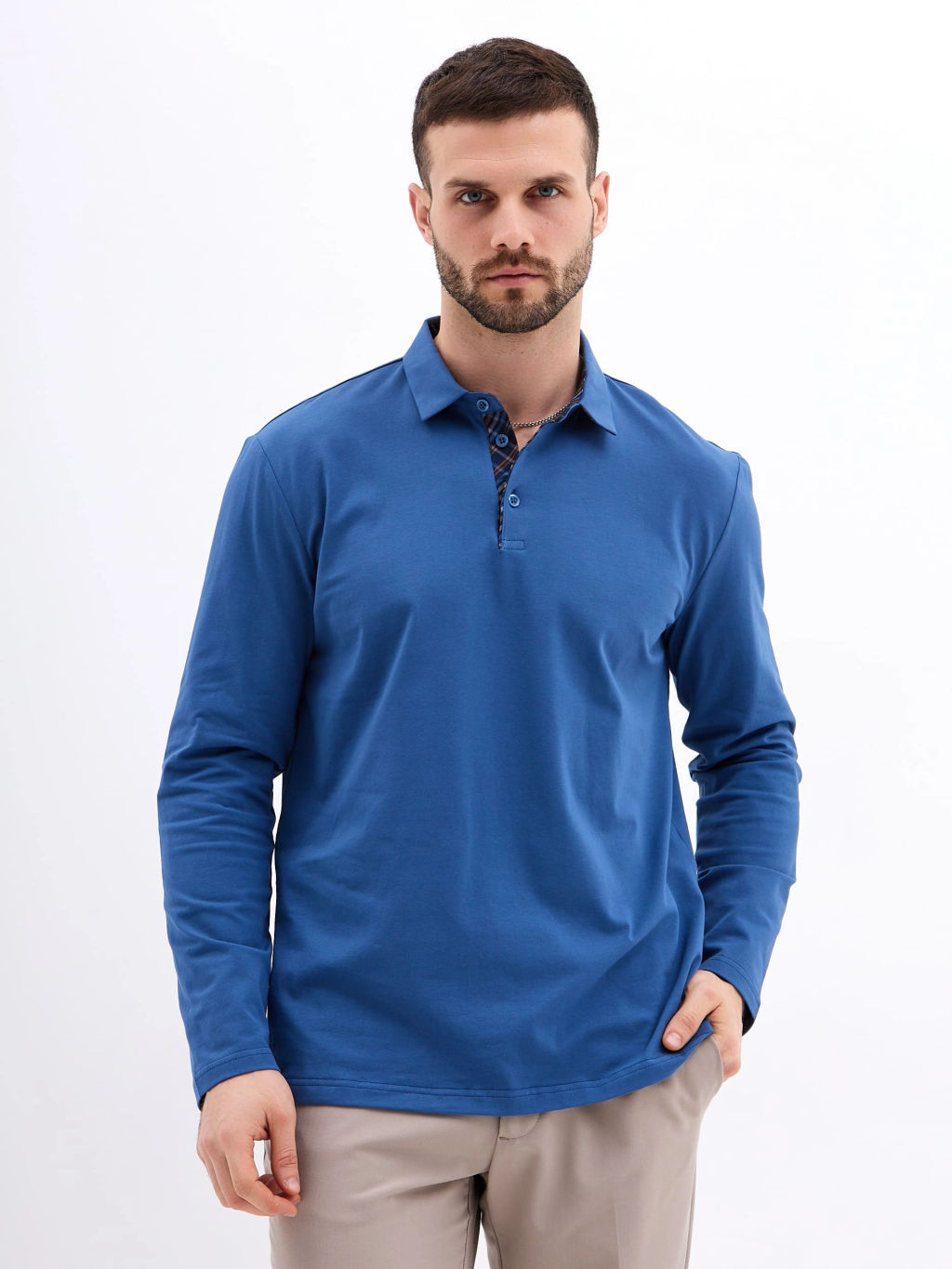 Джемпер мужской с воротником поло GREG G155-KO1246-SA5121 (т.джинс)  фото 4