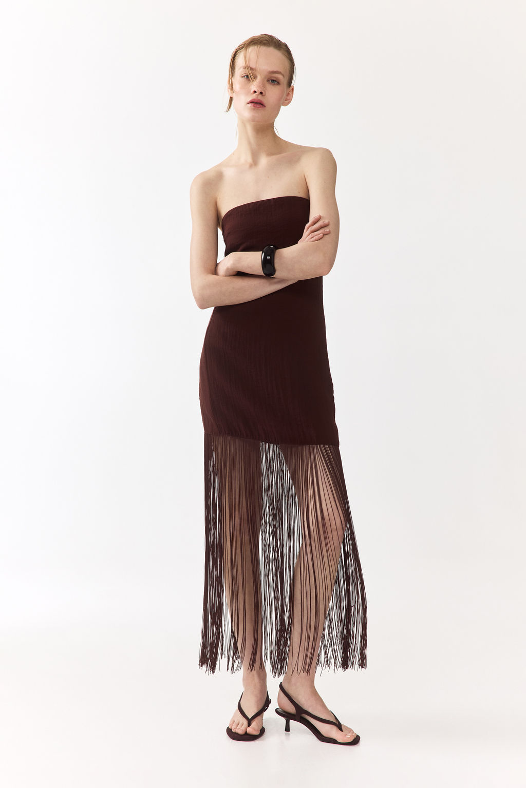 Vestido bandeau con flecos - H&m фото 5