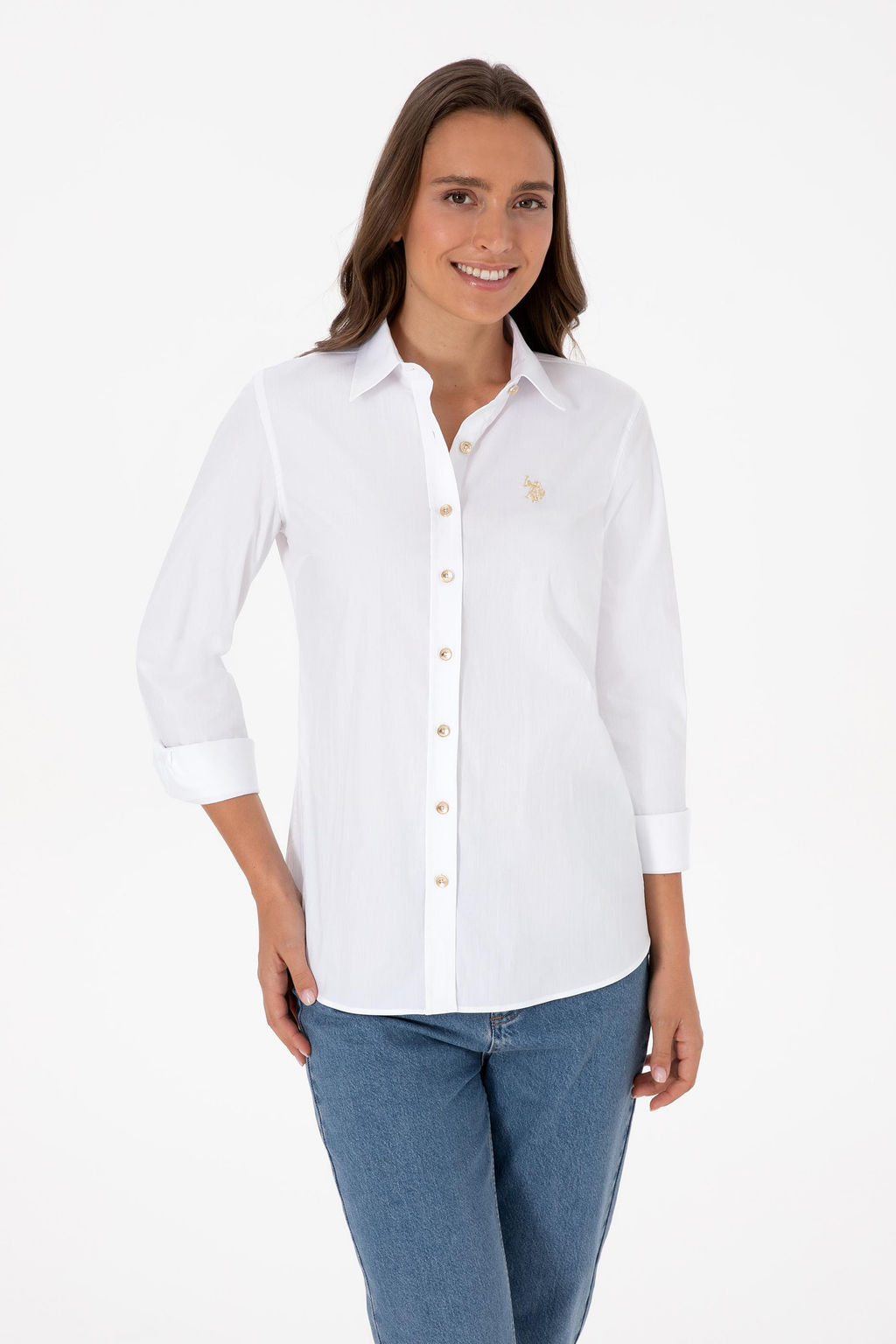 Kad_n Beyaz Uzun Kollu Basic G_mlek - U.s. polo assn фото 3