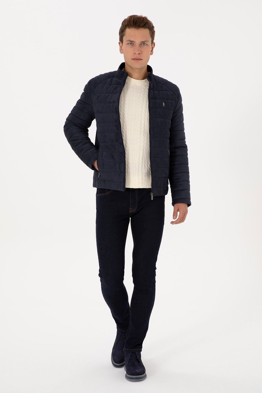 Erkek Lacivert Deri Ceket