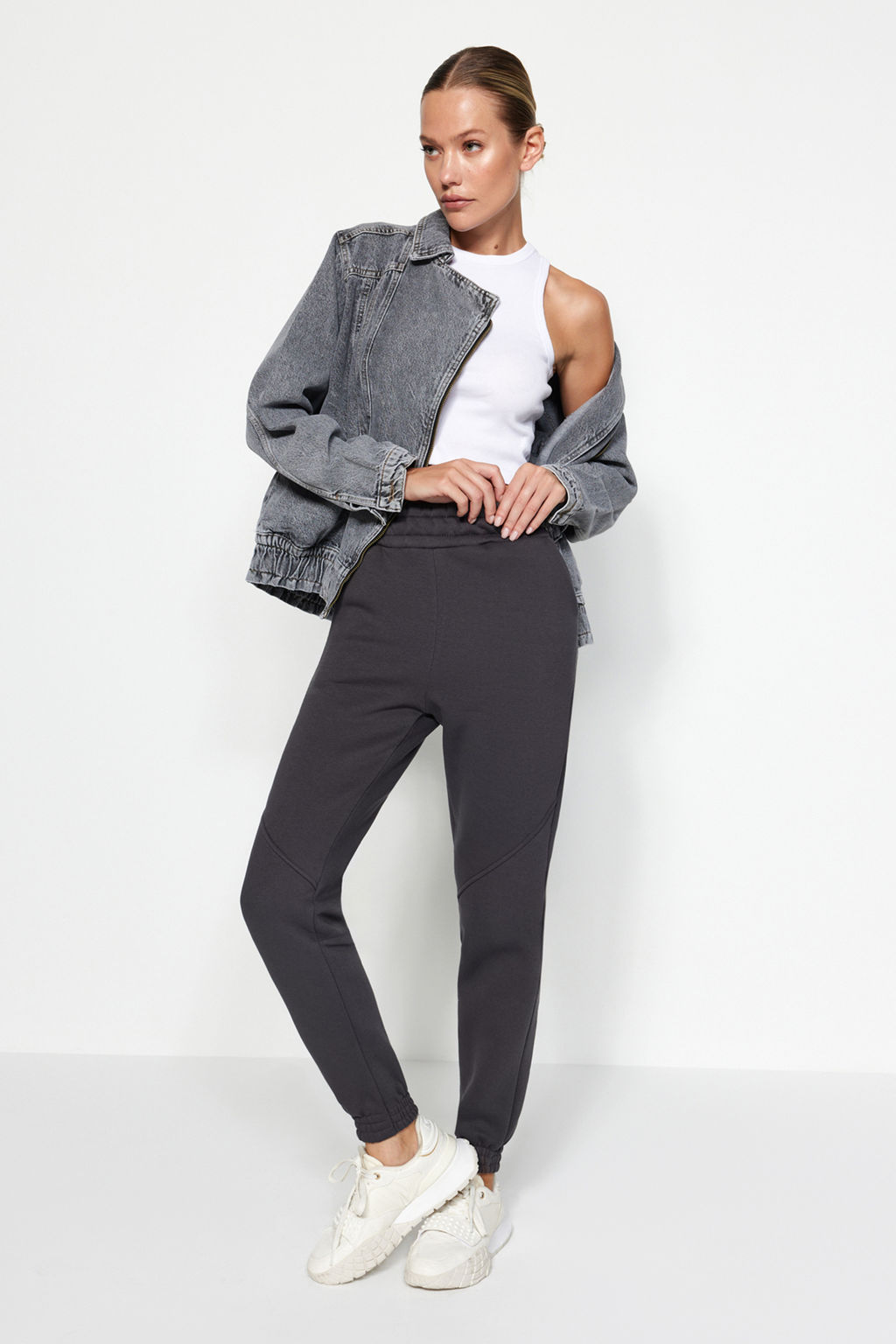 Antrasit Basic Jogger Kal?n Ici Polarl? Orme Esofman Alt? Pantolon TWOAW21EA0010