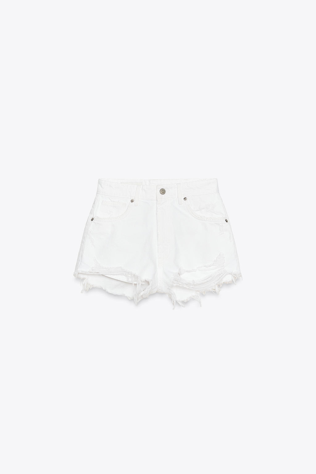 HIGH-WAIST CURVED DENIM SHORTS - Zara фото 6