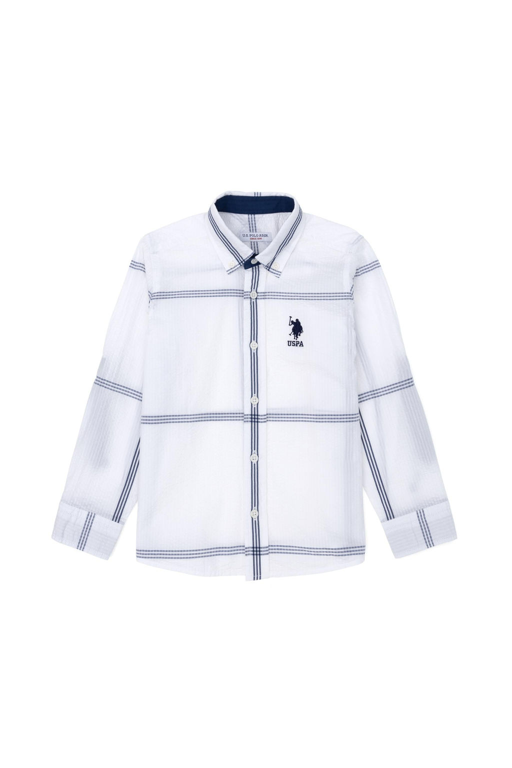 Рубашка для мальчика U.s. Polo Assn с длинным рукавом белая из хлопка  фото 7