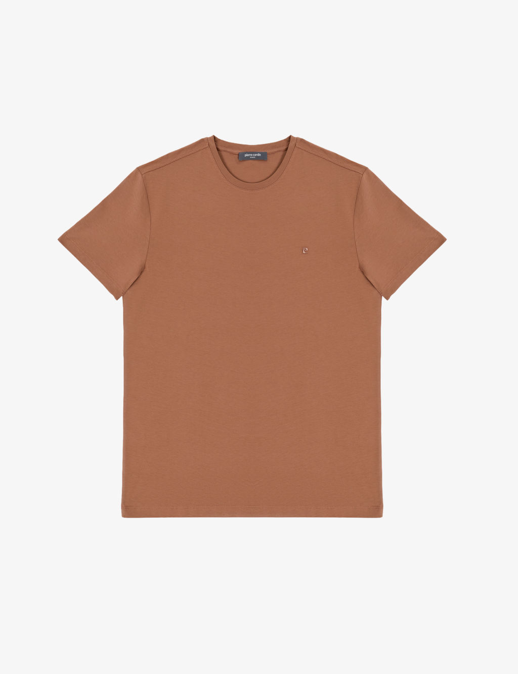 A__k Kahverengi Slim Fit %100 Pamuk Bisiklet Yaka Basic Ti__rt