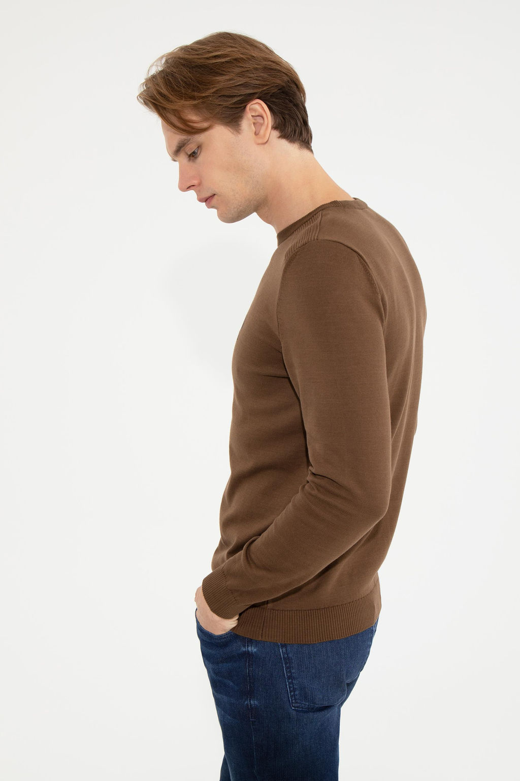 Мужской вязаный свитер кокосового цвета Basic - U.s. polo assn фото 17