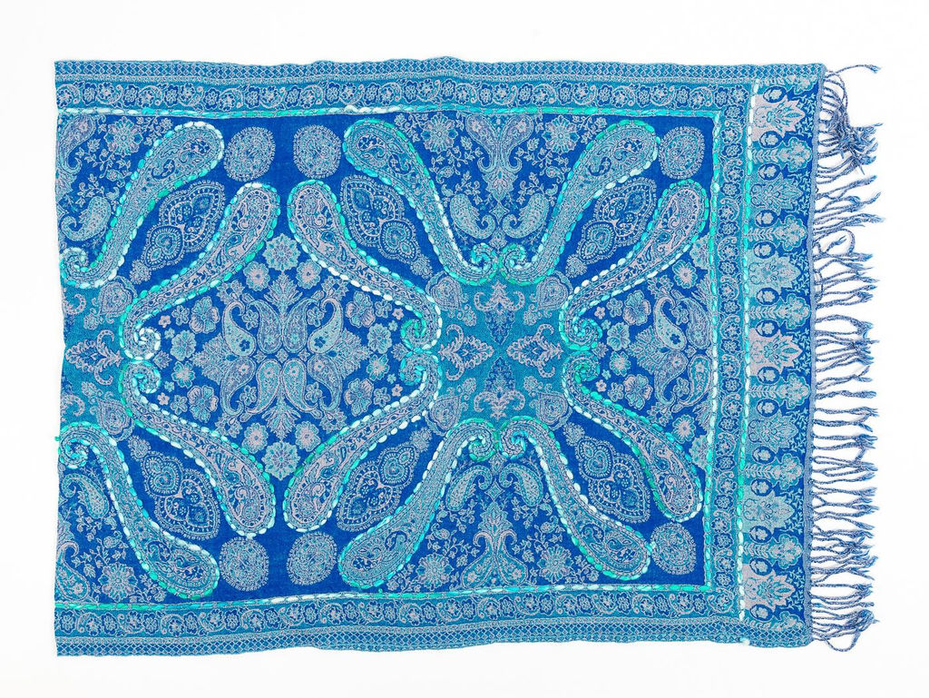 Палантин с вышивкой (шерсть вареная) в ассортименте № Тк906/78 - Ганг фото 2