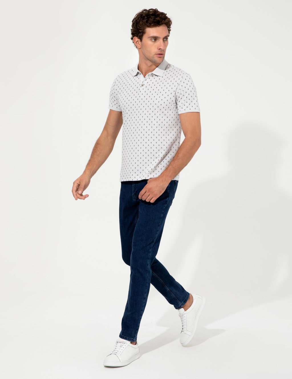 A__k Gri Polo Yaka T-Shirt