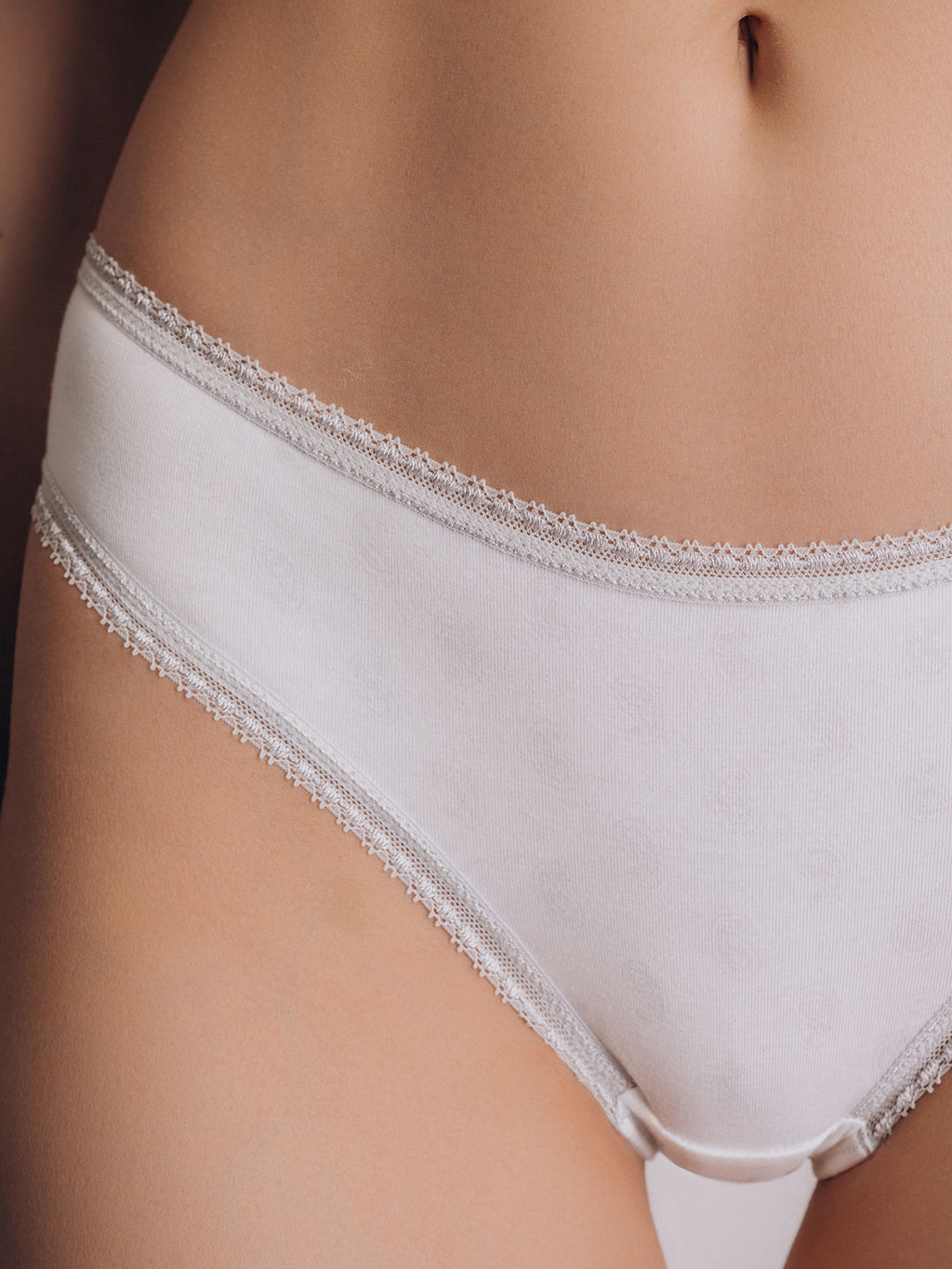 Трусы Indefini белые с кружевом хлопок с эластаном  фото 5