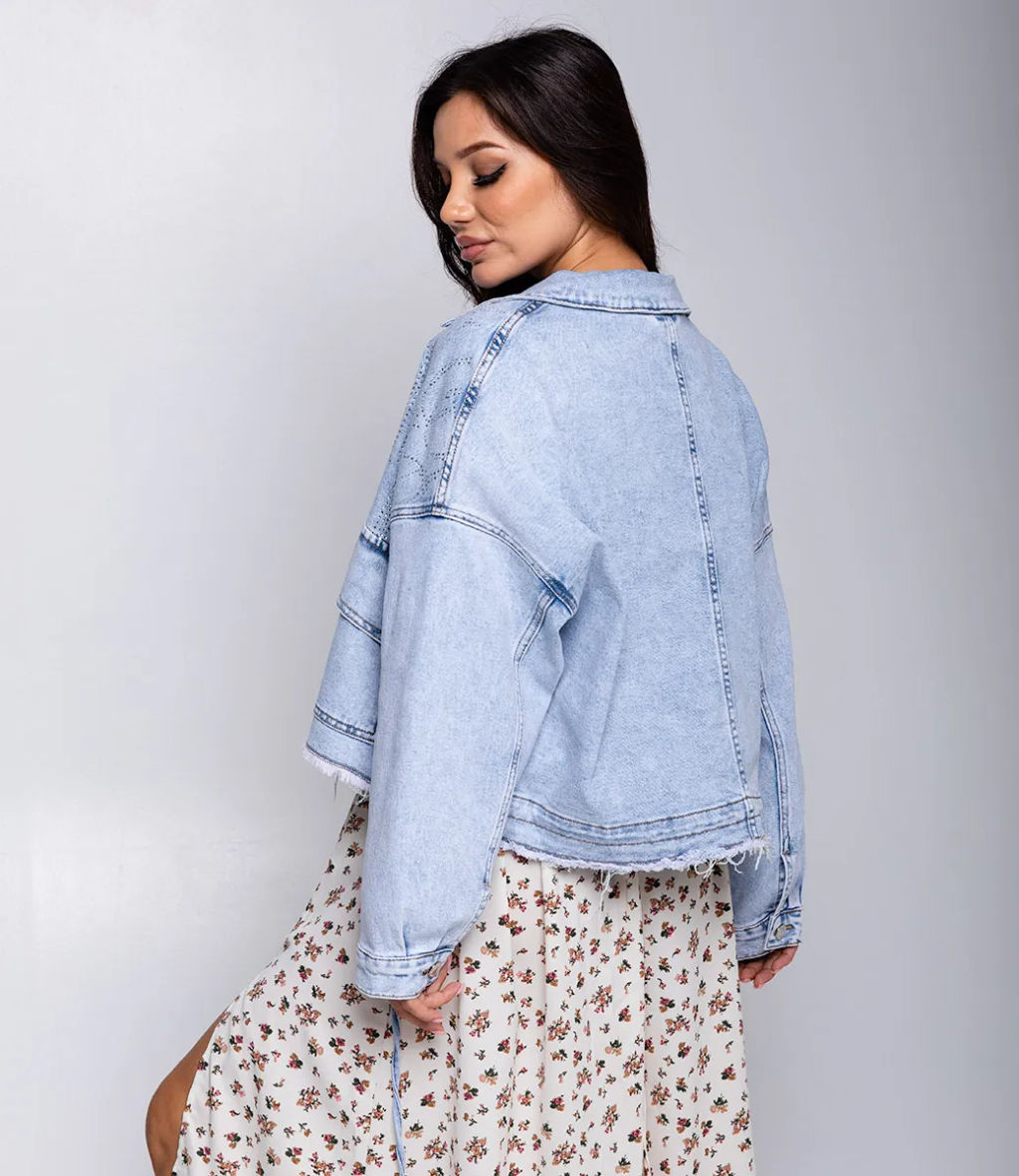 Джинсовая куртка #МСК2110 (1), голубой - Dommod фото 3