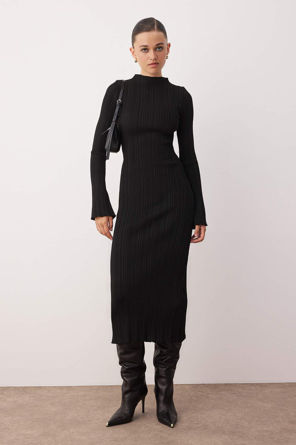 Murdum Premium/Ozel Iplik Bodycone Midi Dik Yaka A-Line Triko Uzun Elbise TWOAW26EL00056 - Trendyolmilla фото 5