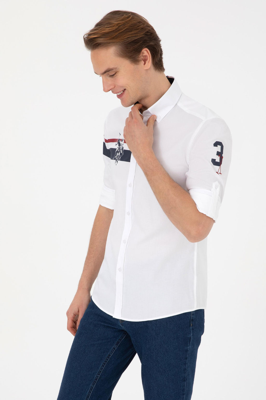 Erkek Beyaz Uzun Kollu G_mlek - U.s. polo assn фото 3