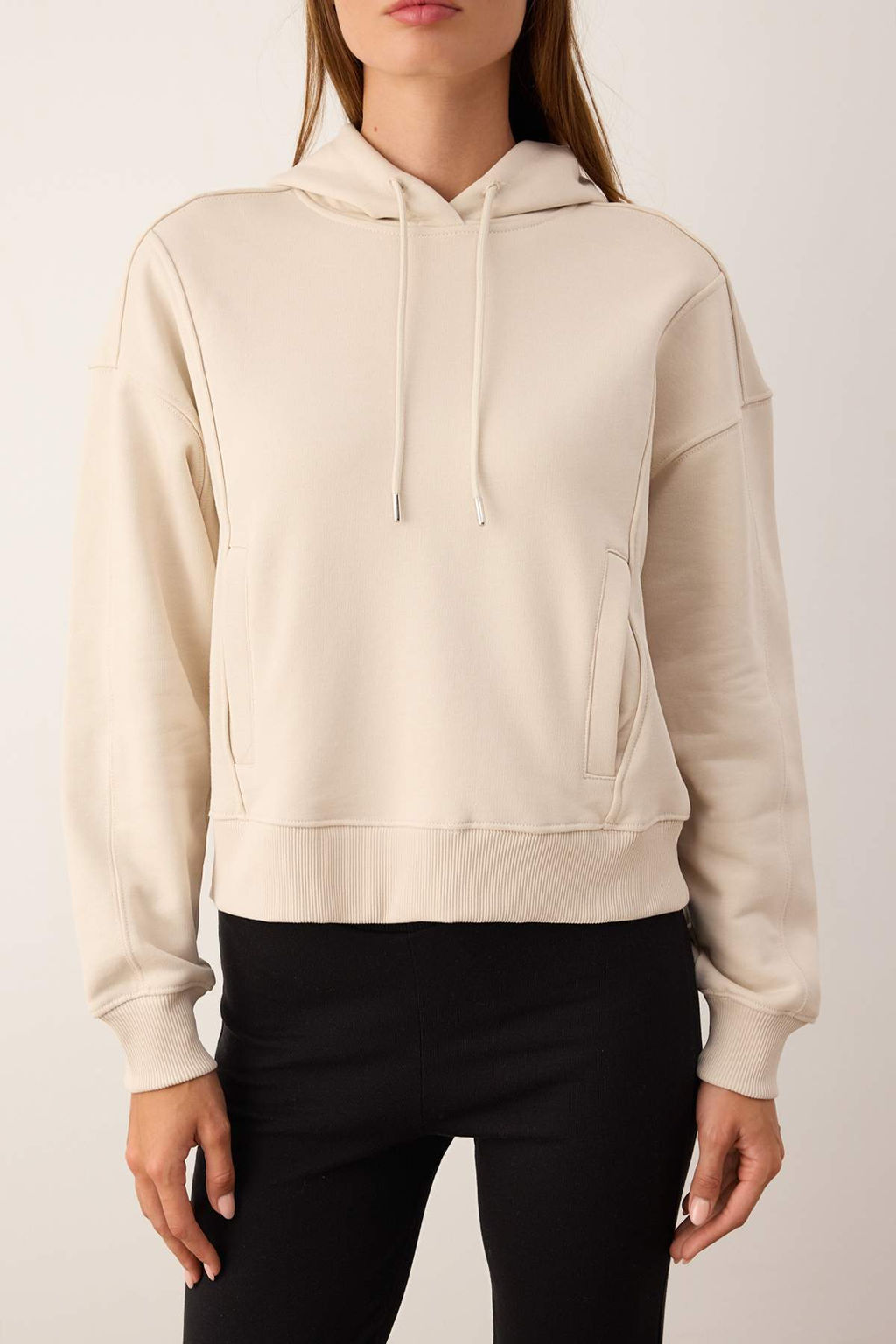 Tas Oversize/Genis Kal?p Kal?n Ici Polarl? Orme Sweatshirt TWOAW26SW00209