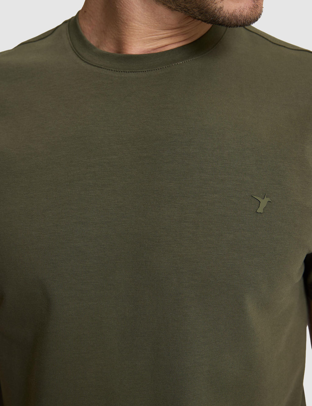 Haki Slim Fit Pamuk Kar___ml_ Bisiklet Yaka Basic T-shirt