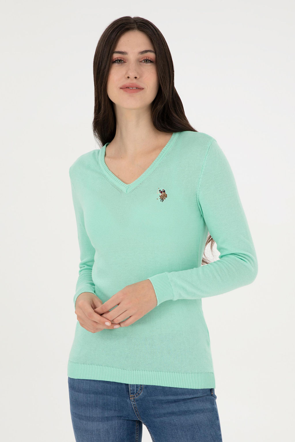 Свитер U.S. Polo Assn мятный из хлопка  фото 3