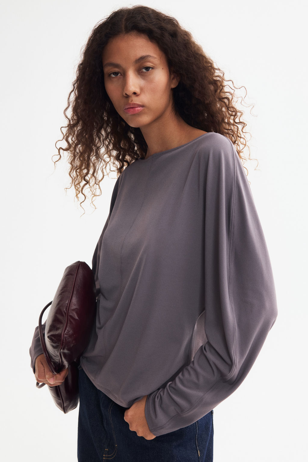 Top de manga larga con escote barco - H&m фото 3
